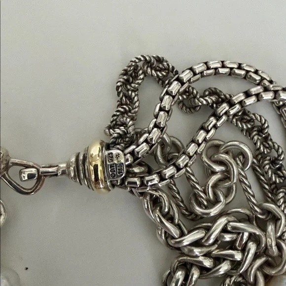 David Yurman Multi-Strand Silver Necklace with White Pearls - Picture 3 of 3
